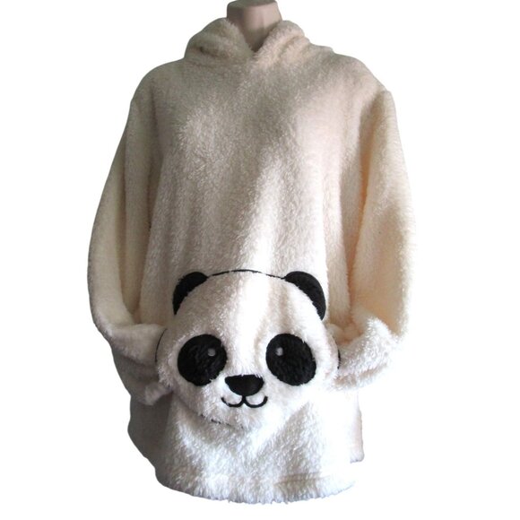 Panda Lounge Sleep Sherpa Hoodie Ears Pouch Pocket Debenhams Ladies 16 GUC - Picture 1 of 16